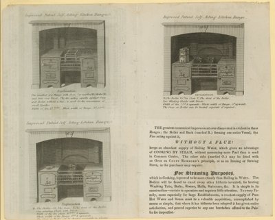 Improved Patent Self Acting Kitchen Ranges by English School