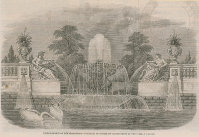 Improvements of the Serpentine - Fountain in course of construction in the Italian Garden by English School