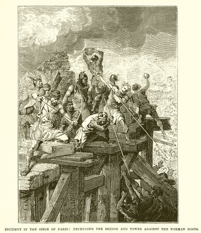 Incident in the Siege of Paris: Defending the Bridge and Tower Against the Norman Hosts by English School