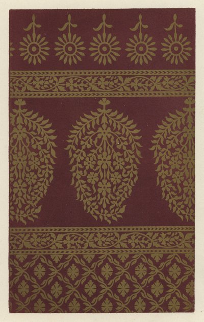 Indian Scarf in Purple Muslin, with Pattern in Gold Printing by English School