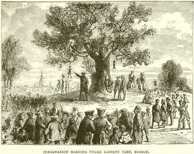 Indignation Meeting under Liberty Tree, Boston by English School