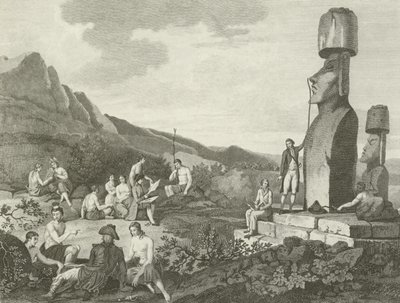 Inhabitants and monuments of Easter Island by English School