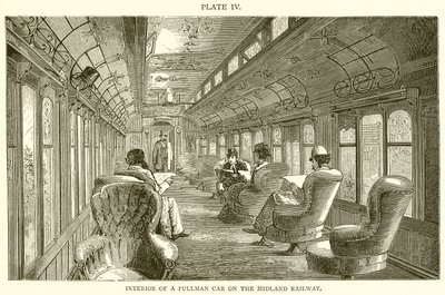 Interior of a Pullman Car on the Midland Railway by English School