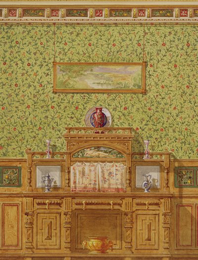 Interior with Sideboard, c.1870s by English School