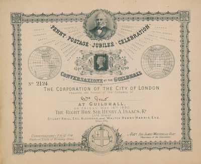 Invitation to the Penny Postage Jubilee Celebration by English School