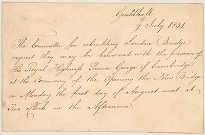 Invitation to the Opening of New London Bridge by English School