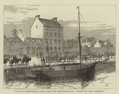 Ireland, discharging Cargo from the Boycotted Ship "Wave" in Cork Harbour by English School