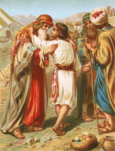 Jacob Parting from Benjamin by English School