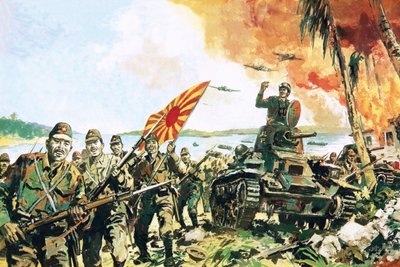 Japanese Invading Singapore by English School