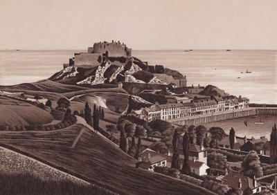 Mount Orgueil Castle and Gorey Harbour, Jersey, Channel Islands by English School