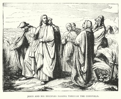 Jesus and his Disciples passing through the Cornfield (engraving) by English School