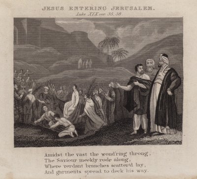 Jesus Entering Jerusalem, Luke XIX, ver 35, 38 by English School