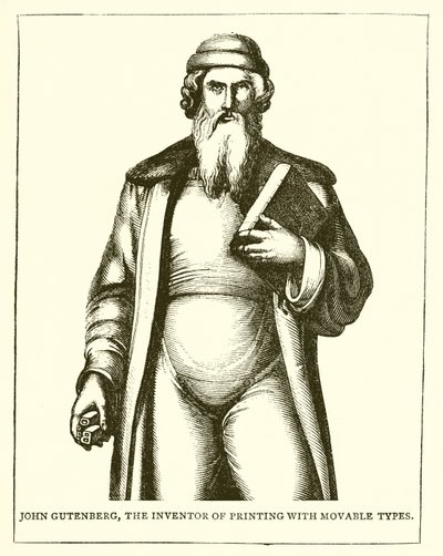 John Gutenberg, the Inventor of Printing with Movable Types by English School