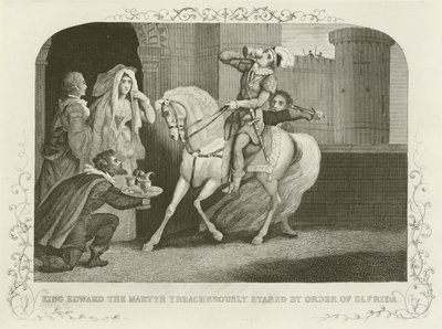King Edward the Martyr treacherously stabbed by order of Elfrida by English School