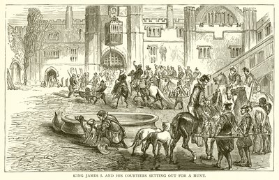 King James I and his Courtiers setting out for a Hunt by English School