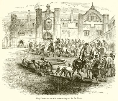 King James and His Courtiers Setting Out for the Hunt by English School