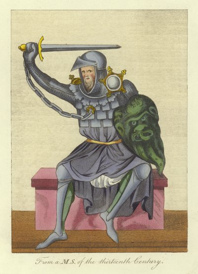 Knight, Possibly King, in Armour, from a Manuscript of the 13th Century by English School