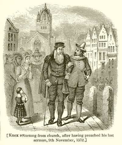 Knox returning from Church, after having preached his Last Sermon, 9th November, 1572 by English School