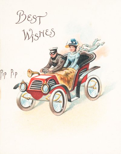 Lady and Gent Racing in Car by English School