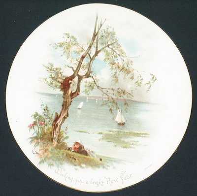 Lady Relaxing by the Water by English School