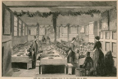 Lamb and Flag Ragged School, feast to the children, 3 January 1850 by English School