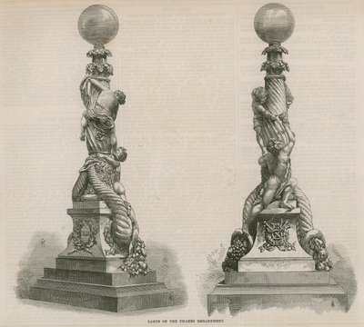 Lamps of the Thames Embankment by English School