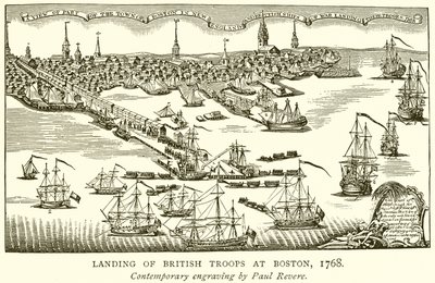 Landing of British Troops at Boston, 1768 by English School