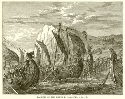 Landing of the Danes in England, A.D. 787 by English School