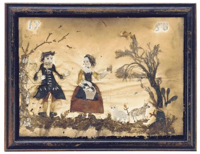 Landscape with Figures and Sheep by English School