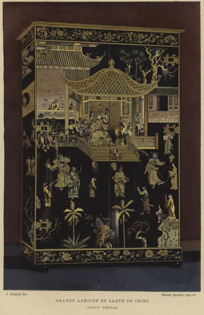 Large Chinese Lacquerware Wardrobe by English School