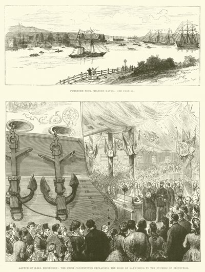 Launch of HMS Edinburgh at Pembroke Dock, Milford Haven by English School