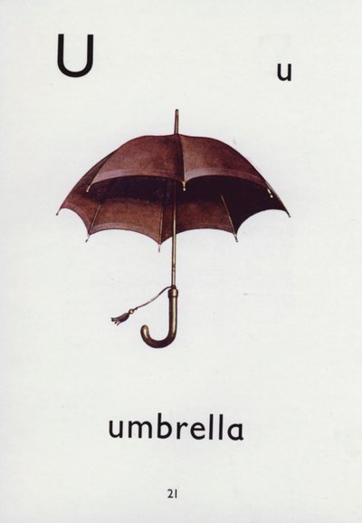 Letter U, umbrella by English School