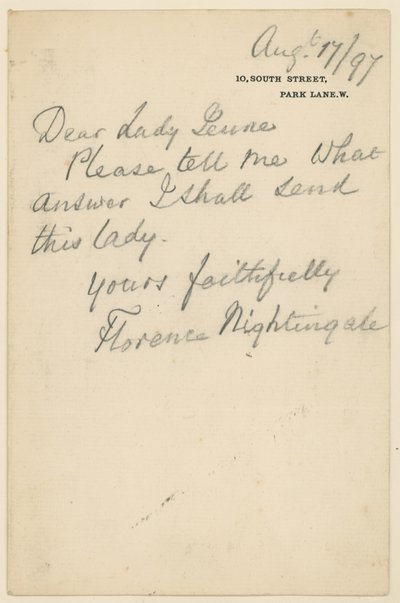 Letter from Florence Nightingale by English School