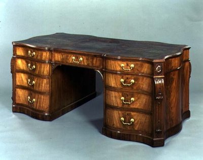 Library table made by Gillows of Lancaster to a design by Thomas Chippendale, supplied in 1778 to Sir James Ibbetson by English School