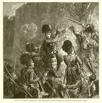 Lieut.-Colonel Maitland and the 75th Highlanders attacking Bhurtpore, 1805 by English School