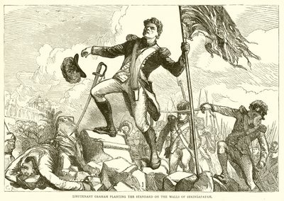 Lieutenant Graham Planting the Standard on the Walls of Seringapatam by English School