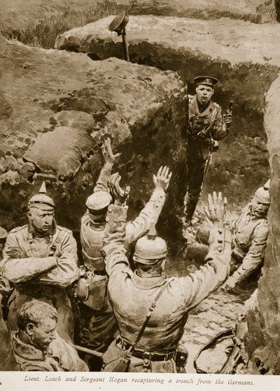 Lieutenant Leach and Sergeant Hogan recapturing a trench from the Germans by English School