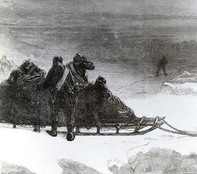 Lieutenant Parr setting off to bring help to the northern sledge party, published in 