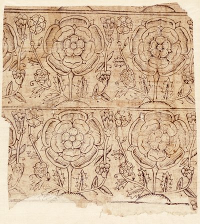 Lining paper with a Tudor Rose pattern, c.1550 by English School