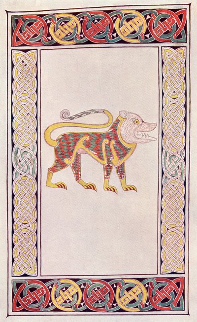 Lion of St. Mark, facsimile of an illumination from the Book of Durrow, from the book The Church of England: A History for the People, published c.1910 by English School