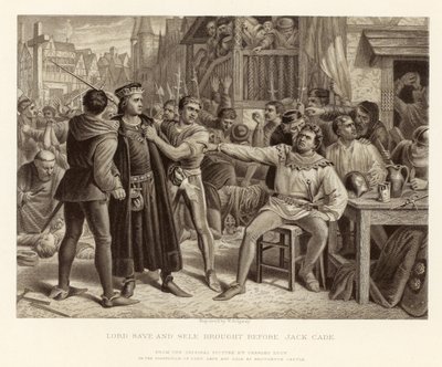 Lord Saye and Sele brought before Jack Cade; from an original picture by Charles Lucy by English School