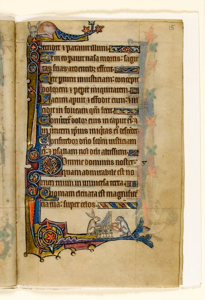 A Hare and a Dog Playing an Organ, Marginal Decoration from the Macclesfield Psalter, Use of Sarum, East Anglia (c.1330) by English School