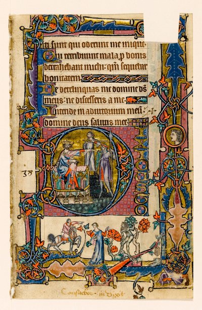 Saul Sending Doeg to Kill the Priests of Nob, Historiated Initial from the Macclesfield Psalter, Use of Sarum, East Anglia (c.1330) by English School