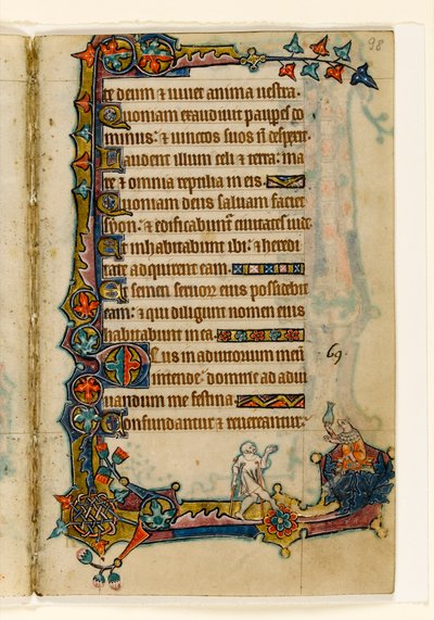 A Beggar and a Wealthy Pig (?), Marginal Decoration from the Macclesfield Psalter, Use of Sarum, East Anglia (c.1330) by English School
