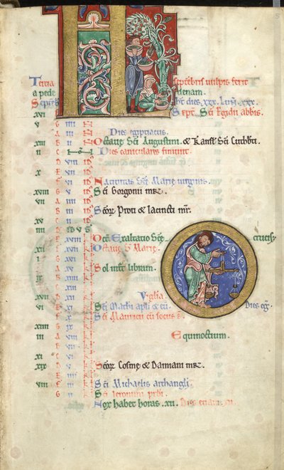 September, from the Hunterian Psalter by English School