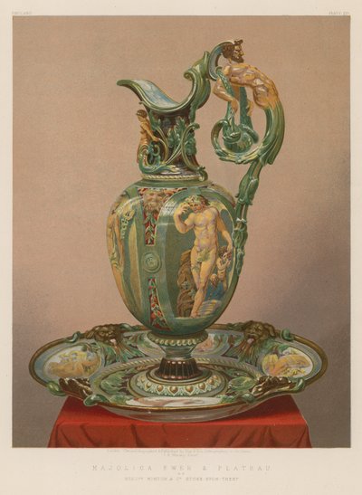 Majolica Ewer and Plateau by English School
