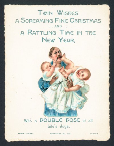 Man Holding Screaming Twin Babies by English School