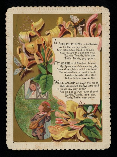 Man Serenading His Lover and Honeysuckle, Greetings Card by English School