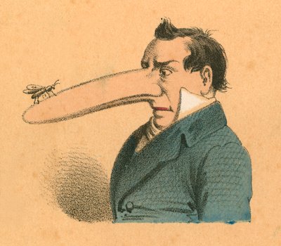 Man with Fly on the End of His Long Nose by English School