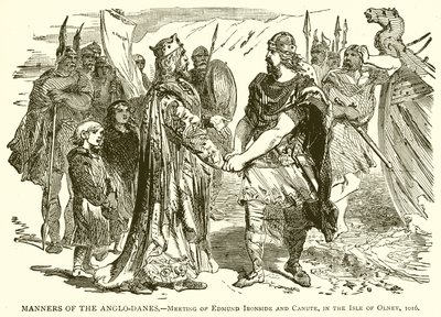 Manners of the Anglo-Danes--Meeting of Edmund Ironside and Canute, in the Isle of Olney, 1016 by English School